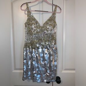 Sequin prom dress in Silver and Gold. NWT